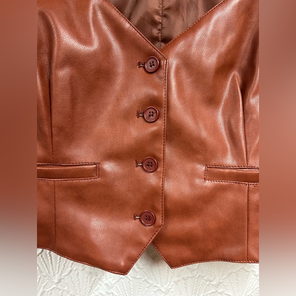 7 For All Mankind Medium Faux Leather Vest - Picture 3 of 7